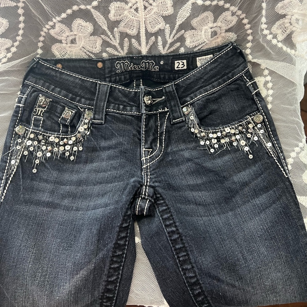 Miss Me Black Skinny Jeans JE5682SR Size 23